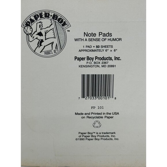 VTG 1990 Paper Boy On a Roll! Toilet Paper Notepad Sealed Novelty Stationery USA - Picture 6 of 7